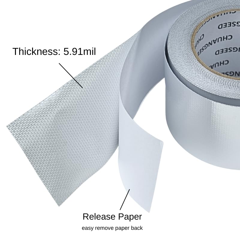 CHUANGSEED Adhesive Aluminum Foil Fiberglass Heat Shield Tape 3in x 90ft, Reflective Material Cool Tape Self-Adhesive for HVAC, Pipe, Auto,High Temp Protection - Image 3